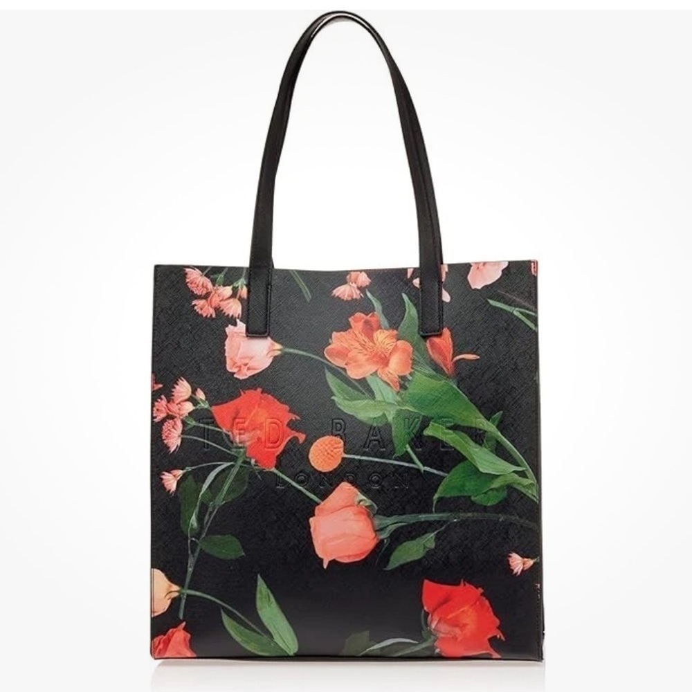 New Ted Baker Flircon Womens Floral Print Large Icon Tote bag - Faux Leather